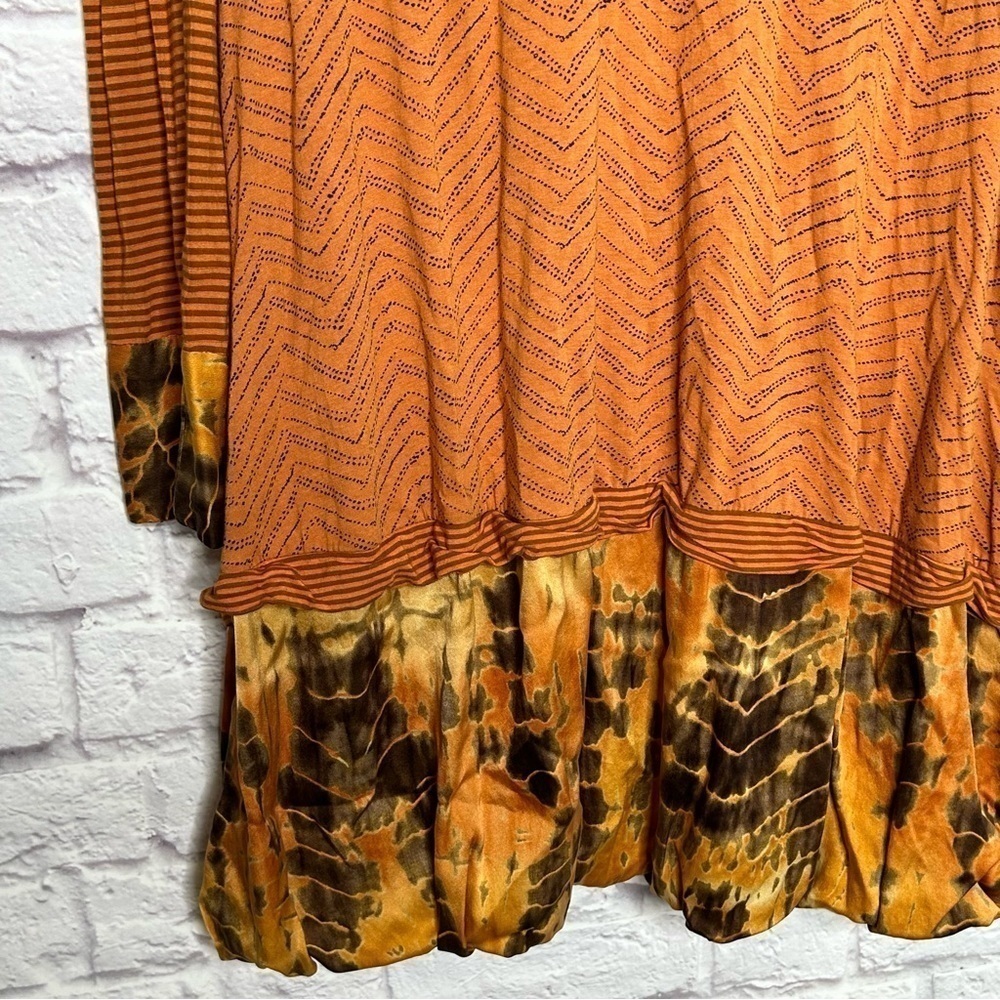 Plenty By Tracy Reese V-Neck Chevron Split Stripe Tie Die Silk Trim Dress - Picture 10 of 15